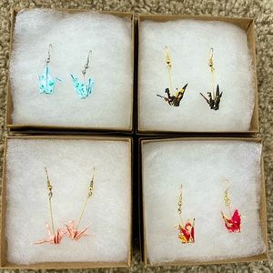 Origami crane earrings